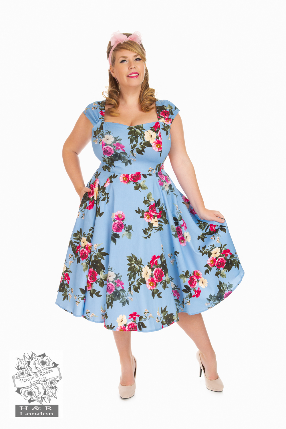 Turquoise Ella Floral Swing Dress